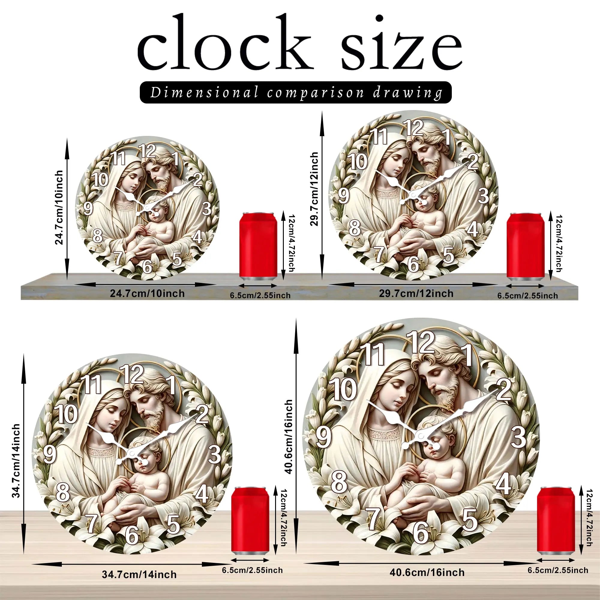 1pc wooden christ wall clock ’nativity’ theme design wall home mute suitable for living room bedroom decora