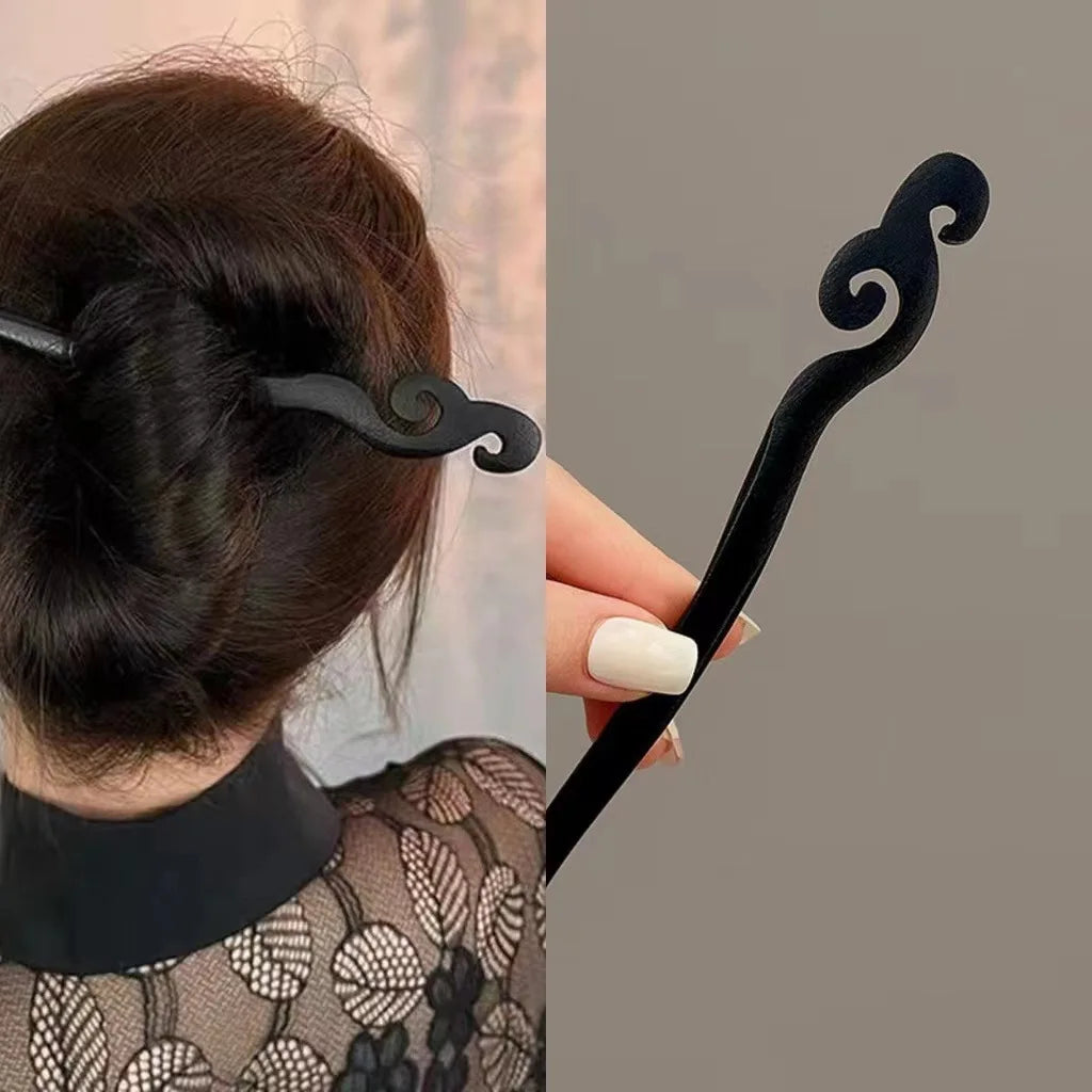Vintage wooden hair clip black easy to twist hairpin ethnic clothing hanfu accessories girl - 21