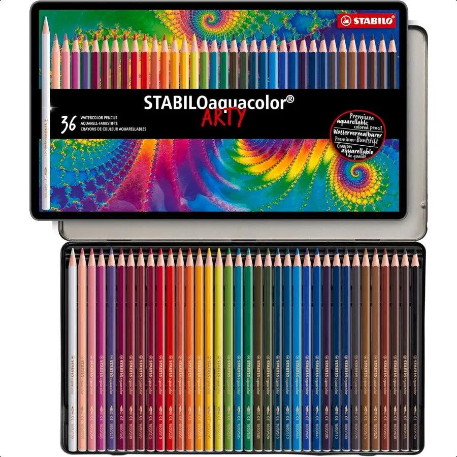 Aquarellable coloring pencil aquacolor tin of 36 assorted colors - united states - color