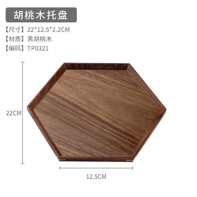 Japanese walnut tea ceremony wooden tray solid wood dry brewing home decoration high-end dessert dinner plate - p 22