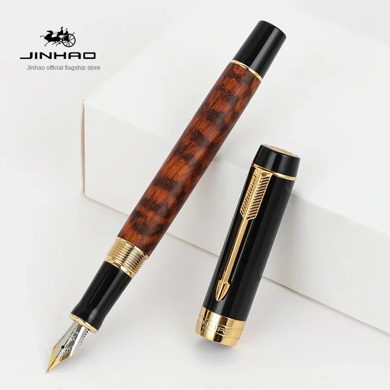 Jinhao 100 mini wooden / resin fountain pen centennial golden clip fine nib writing ink school office supplies