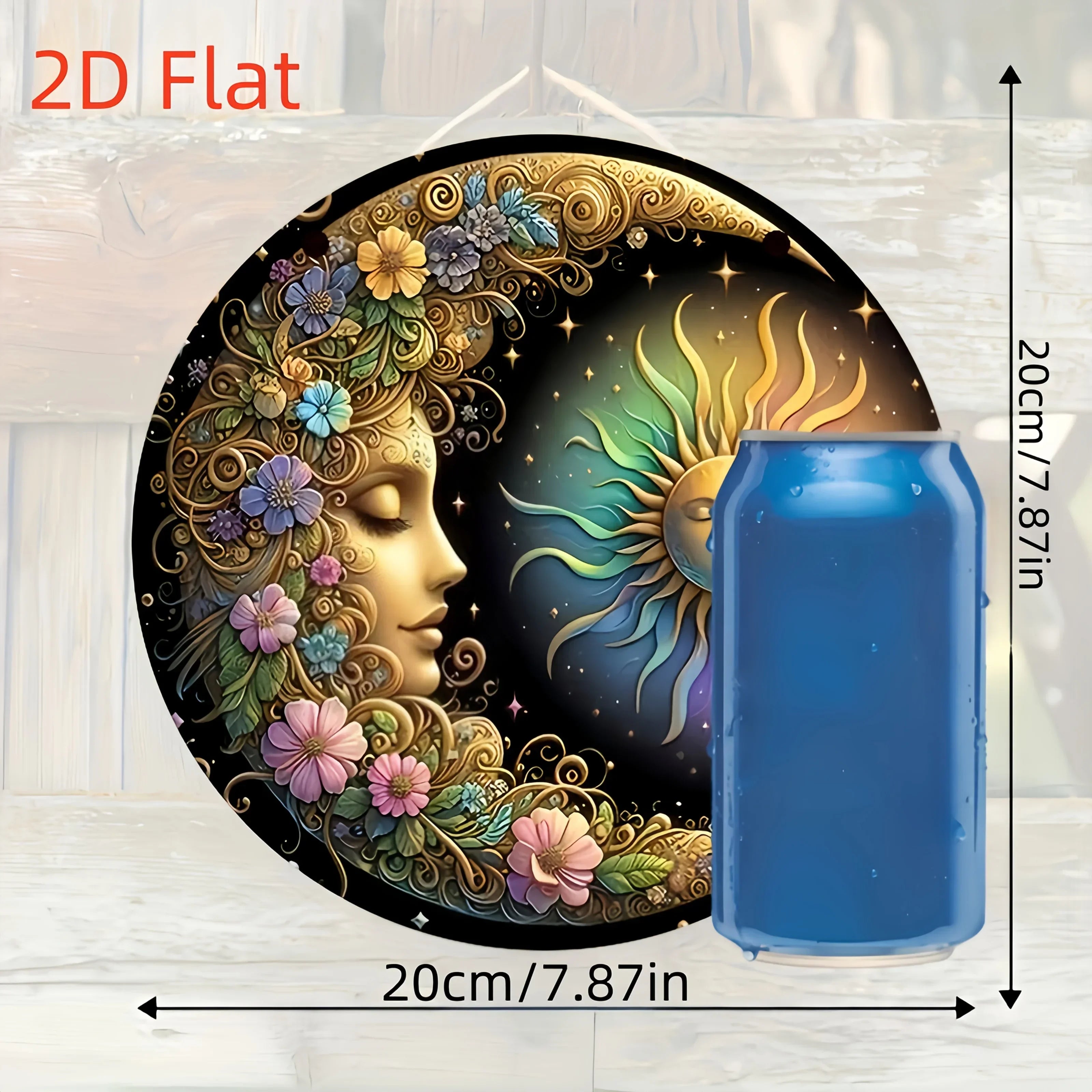 Exclusive floral wood mandala sign– 2d sun & moon wall art with handcrafted details | classic decor for bedrooms living