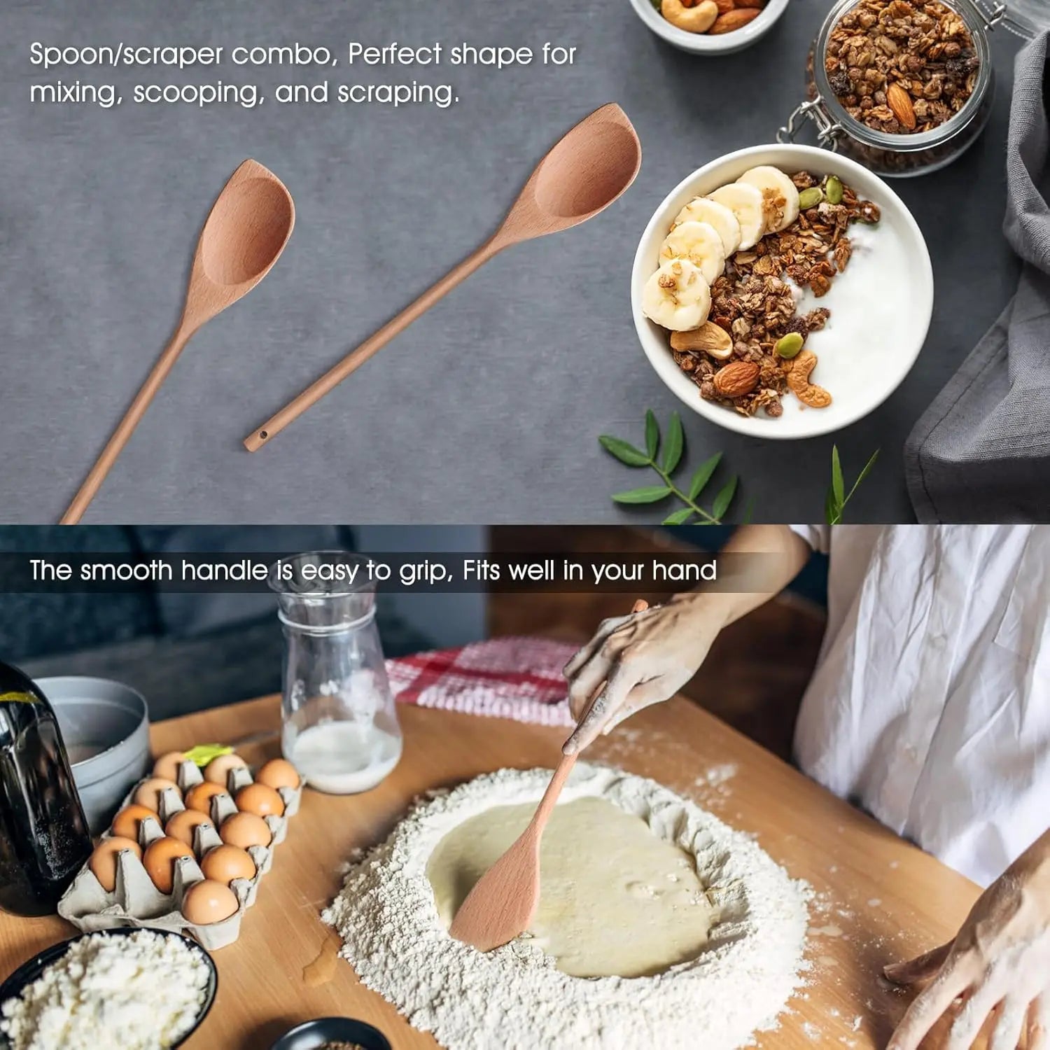 12’’ wooden corner spoon solid wood spatula & spoon handcraft spoonula cooking utensil kitchen spatulas - united states