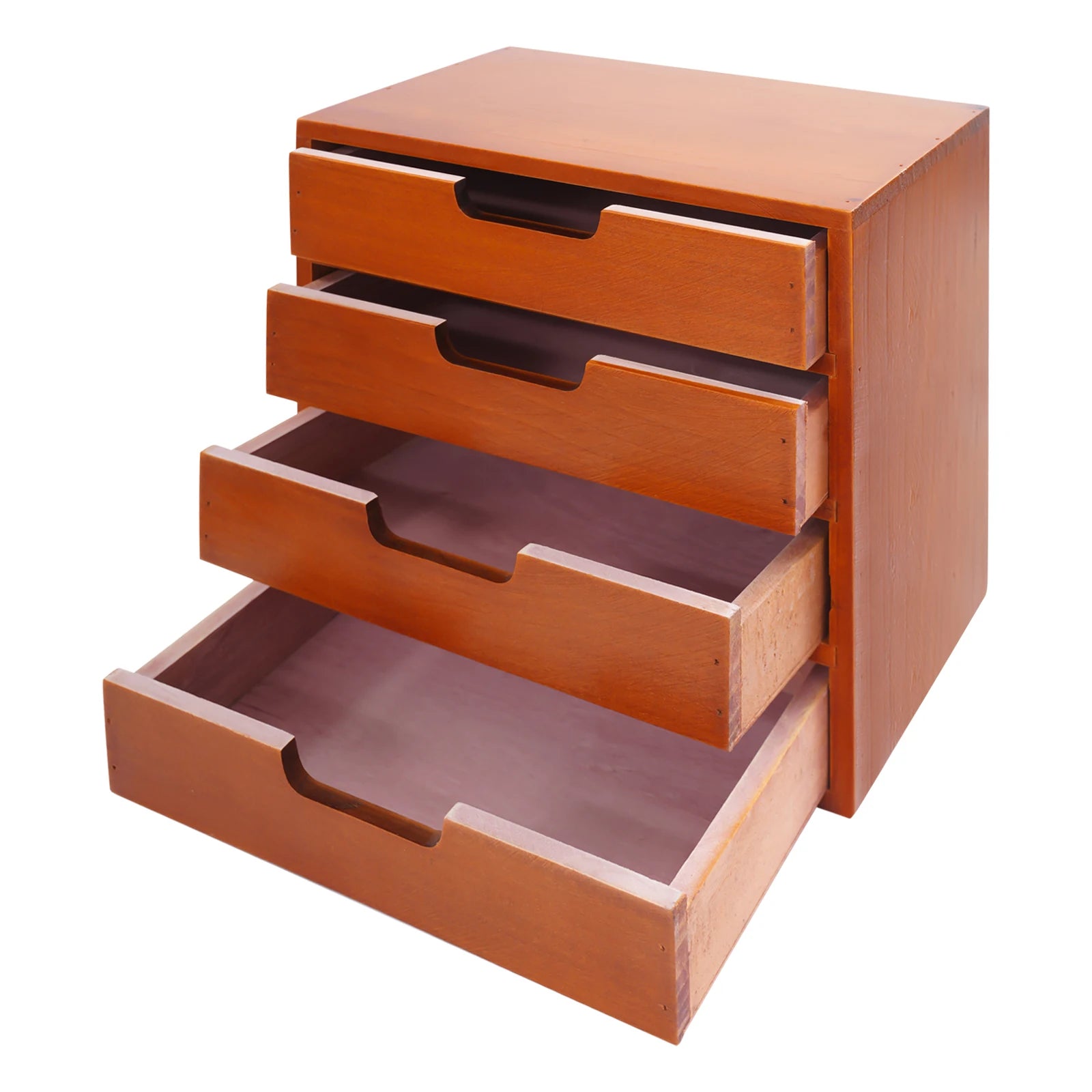 Brown rectangular drawer cabinet desktop jewelry storage organizers 4 wood stackable - united states
