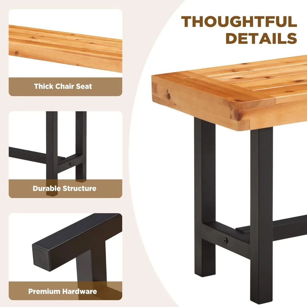 Outdoor wood benches set of 2 patio wooden picnic bench waterproof backless long garden park chair for porch balcony