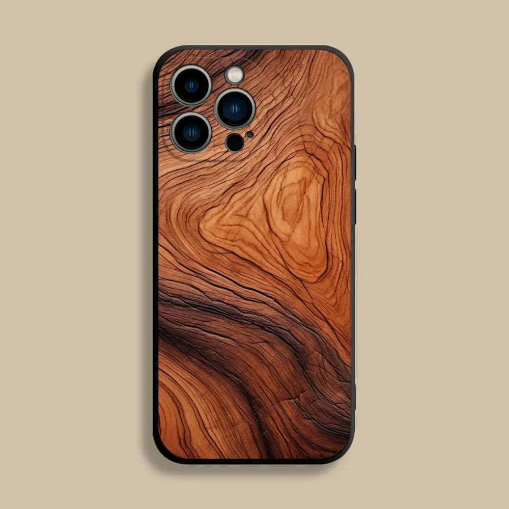 Natural wood phone case for iphone 17,16,15,14,13,12,pro,max,plus,e,se4,air,mini black soft cover - z8 / iphone12promax