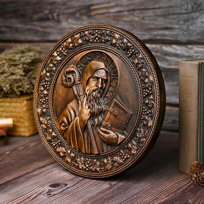 High quality retro saint benedict statue catholic icon religious figure church decor desktop ornament - (christian)