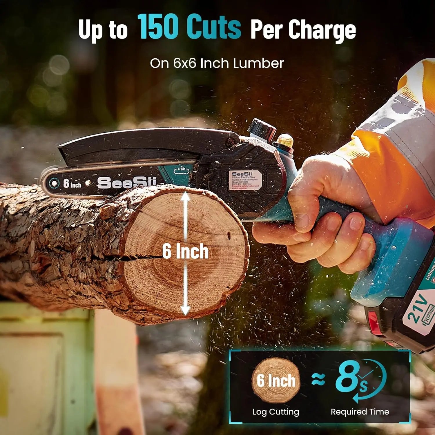 Seesii 6 inch cordless mini chainsaw electric saw rechargeable woodworking garden pruning tools for makita 18v battery