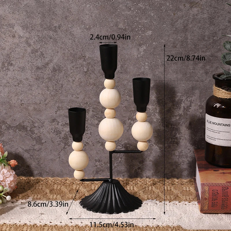 Wooden iron candle stand vintage dinner table centerpiece candlestick wedding festival home decoration photography