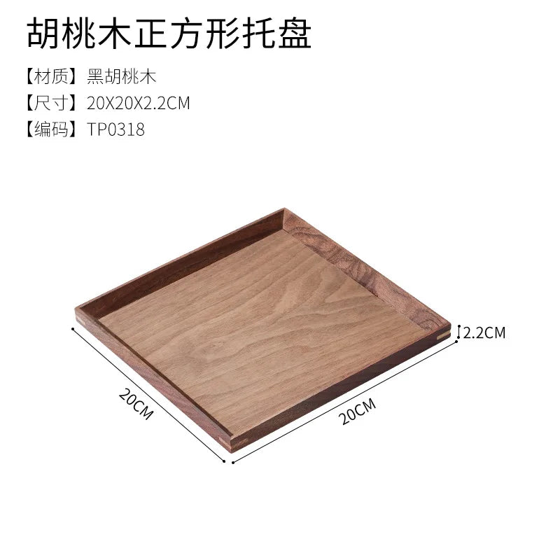 Scandinavian black walnut wood tray rectangular household tea fruit plate high value dinner - tp0318