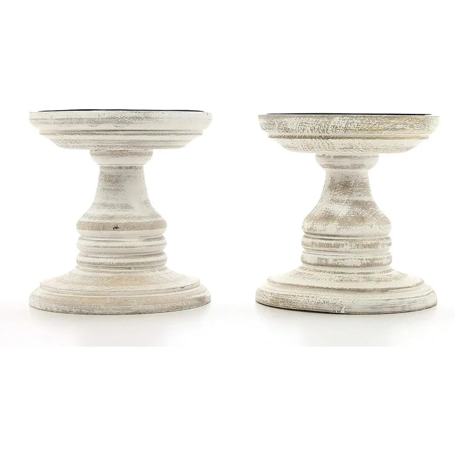 set-of-2-white-wood-pillar-holders-5-high-perfect-for-weddings-special-occasions-spa-environments-aromatherapy-spaces-and-candl