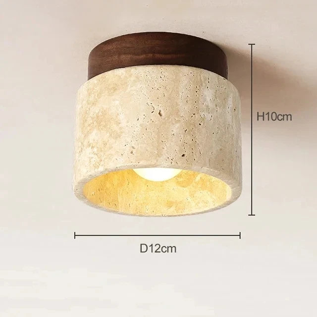 Wood yellow travertine ceiling mounted lamp hallway aisel stone decoration light fixtures corridor home indoor outdoor