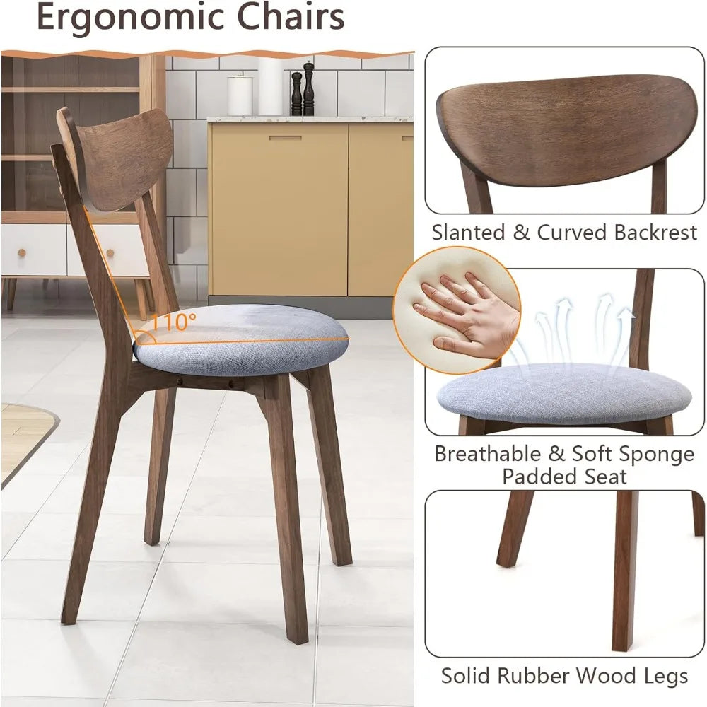 Mid-century modern round dining table set for 2 wooden kitchen & chairs with cushioned seats compact 3-piece s - united