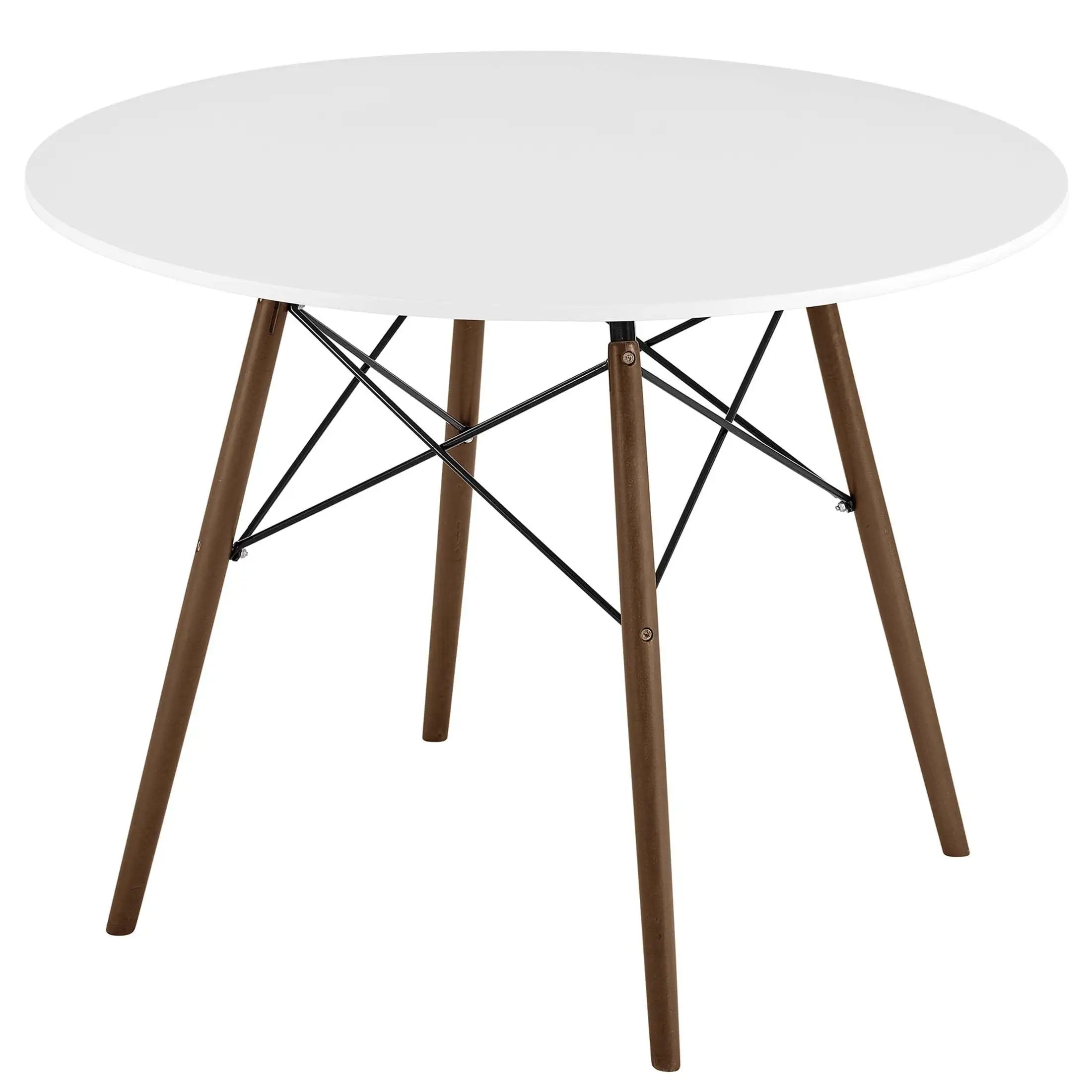 39inch round wood dining table white and brown color for indoor - united states / white