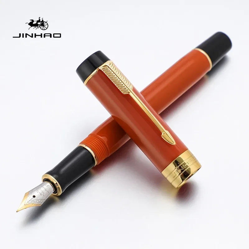 Jinhao 100 mini wooden / resin fountain pen centennial golden clip fine nib writing ink school office supplies