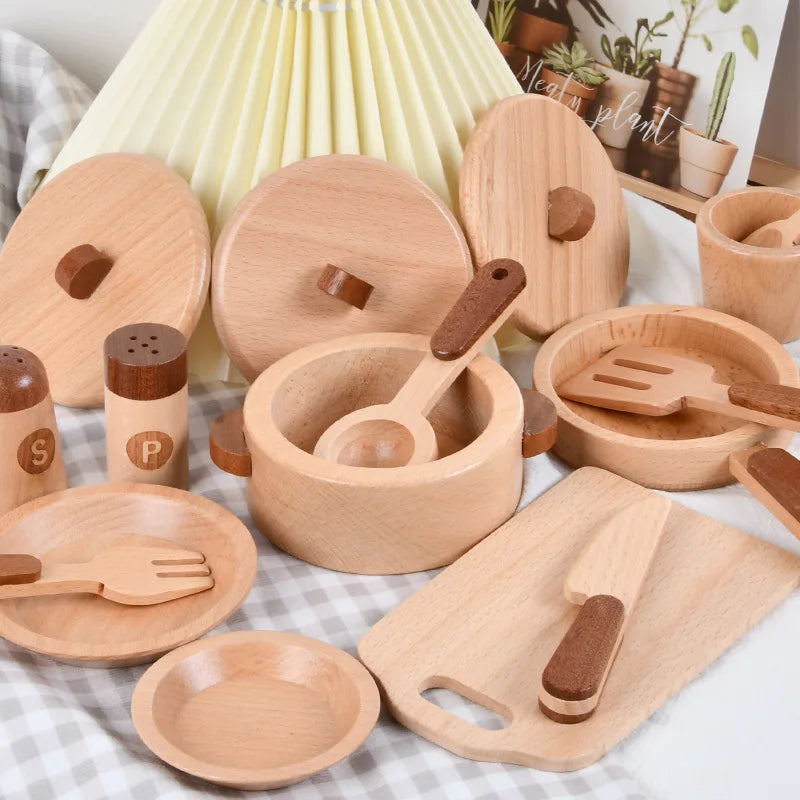 Natural wood fruits and vegetables cook play house simulation color toy preschool kitchenware cognitive wooden kids