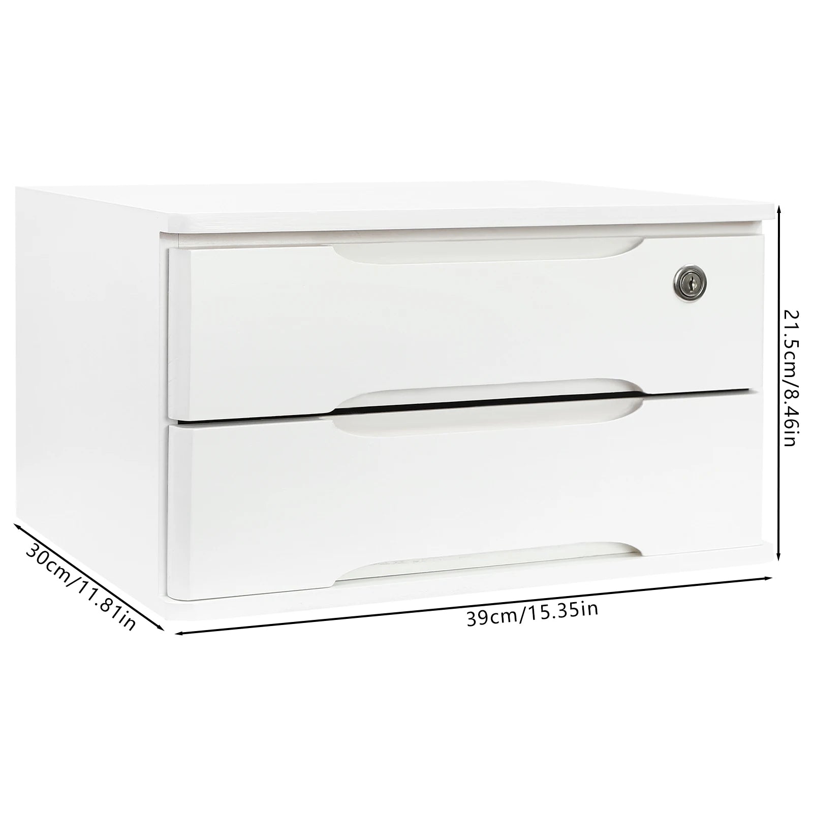 1/2/3 tier desktop storage box wooden drawer organizer with lockable drawers no assembly required - 2-tier white