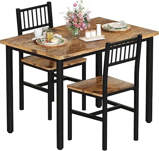 Compact 2-person dining set with chairs wooden breakfast nook table and chair for small kitchen spaces - united states