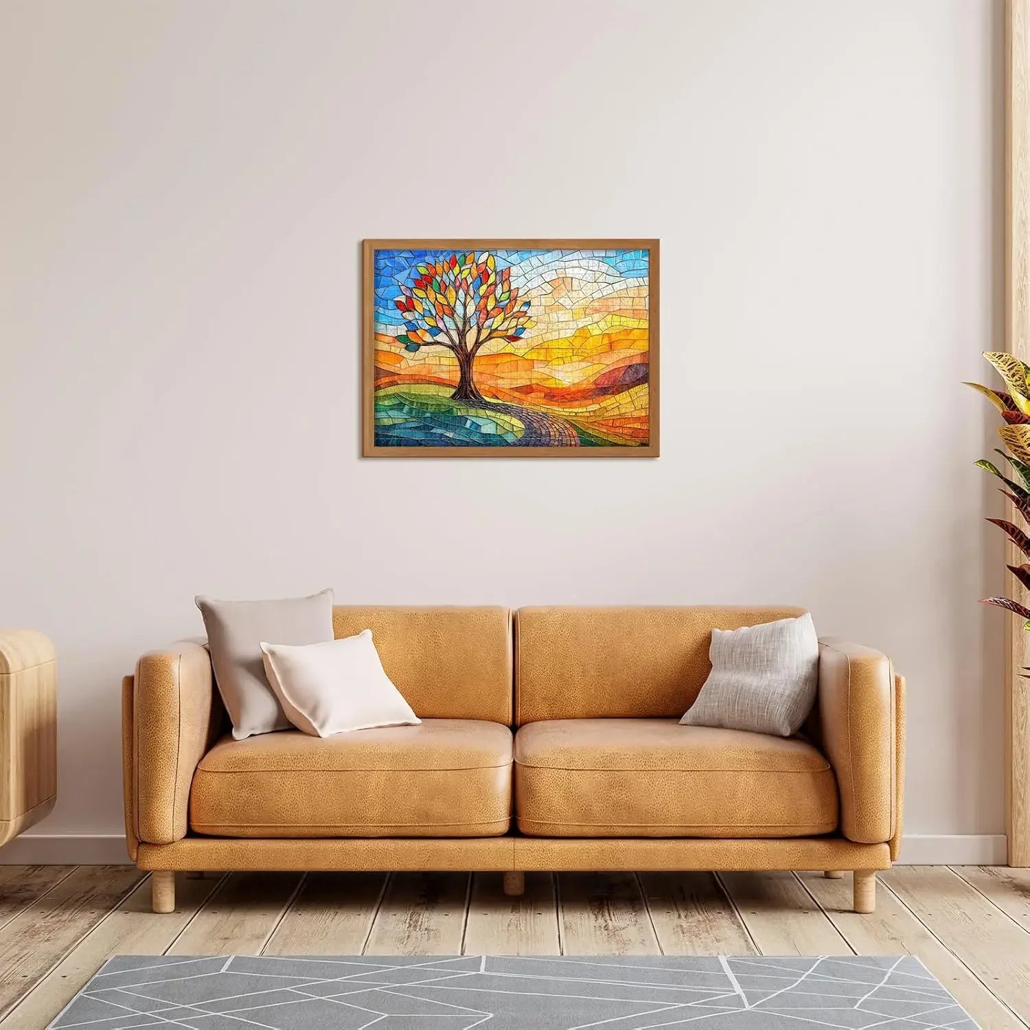 Colorful stained glass tree 300/500/1000 piece art jigsaw puzzle for adults challenging educational puzzles perfect