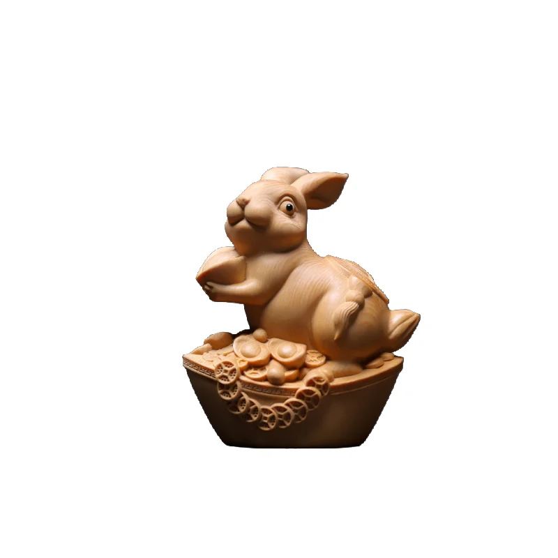 Hand-carved hinoki wood zodiac animal figurine - 6’’ chinese feng shui sculpture home decor collectible art gift