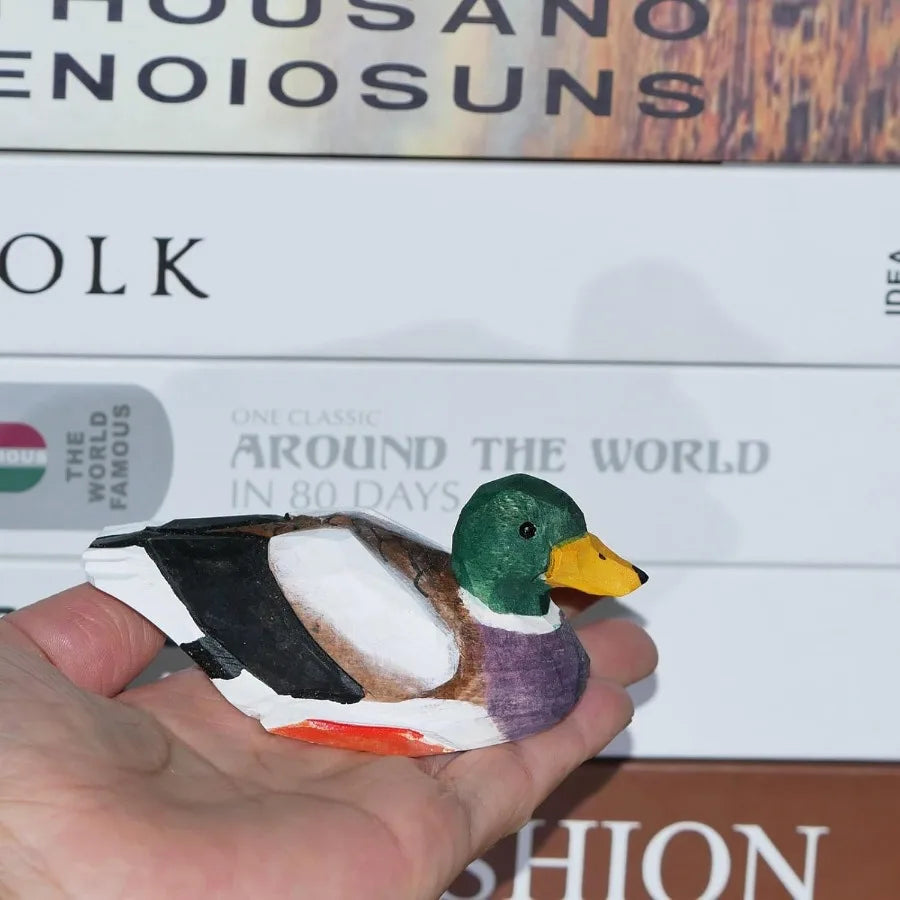 Wood mallard duck figurine 3.8 l hanarved mini decoy hunting lodge decor realistic cake topper rtic home accent gifts