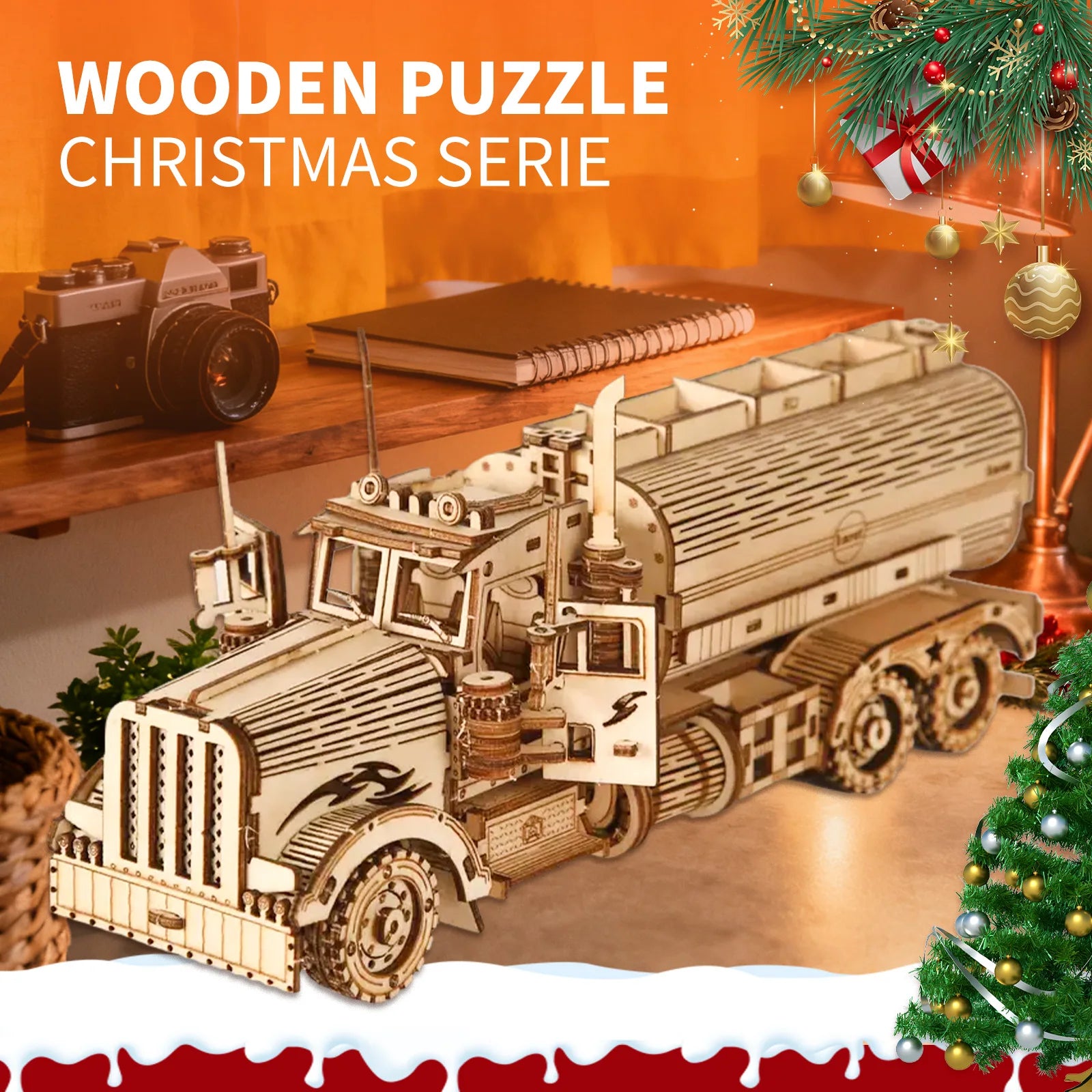 3d wooden puzzles oil tank truck assembly model kitdetailed diy engineering vehicle stress relief puzzle toy & creative