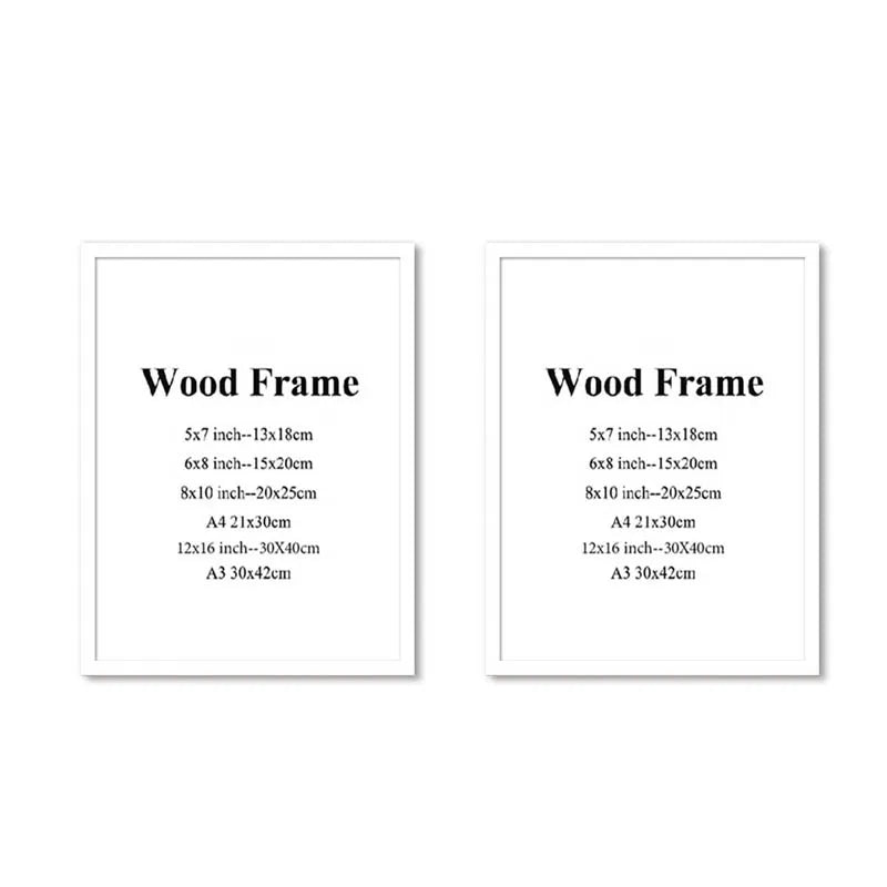 A4 a3 photo frame wooden black white color picture frames for poster wall art hanger - 2pcs / 8x10inch(20x25cm)