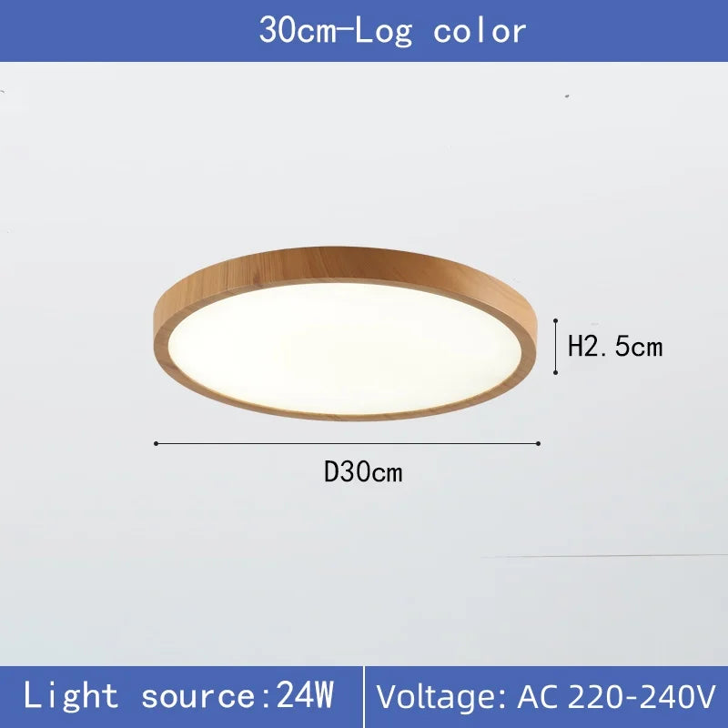 0.9 inch ultrathin led ceiling light creative walnut wood grain decorative lighting living room bedroom indoor home