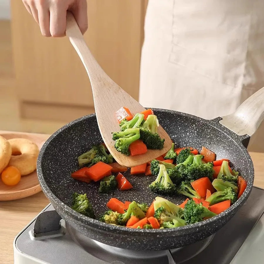 Wooden spatulas for cooking 13ih uoated beech wood utensils nonscratch turner nonstick pans wok grill heatresistant