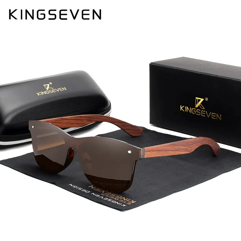 Kingseven natural wooden sunglasses polarized men women square luxury elegant handmade wood sunglasses driving