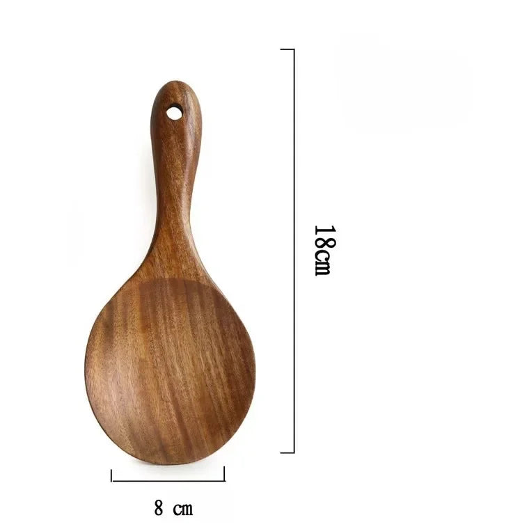 Natural wooden tableware teak wood nanmu spoon extra long leaking soup cooking kitchen utensils - rice spoon