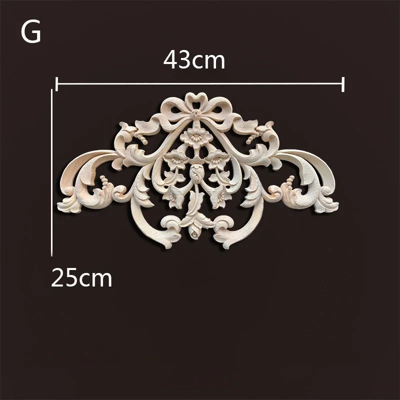 Europe wood appliques molding decals for furniture home decor carving onlays flower background wall decoration