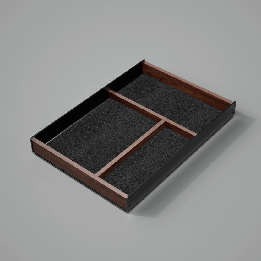 Hpergo large capacity convenient home office textured walnut wood desktop drawer organiser stationery table storage box