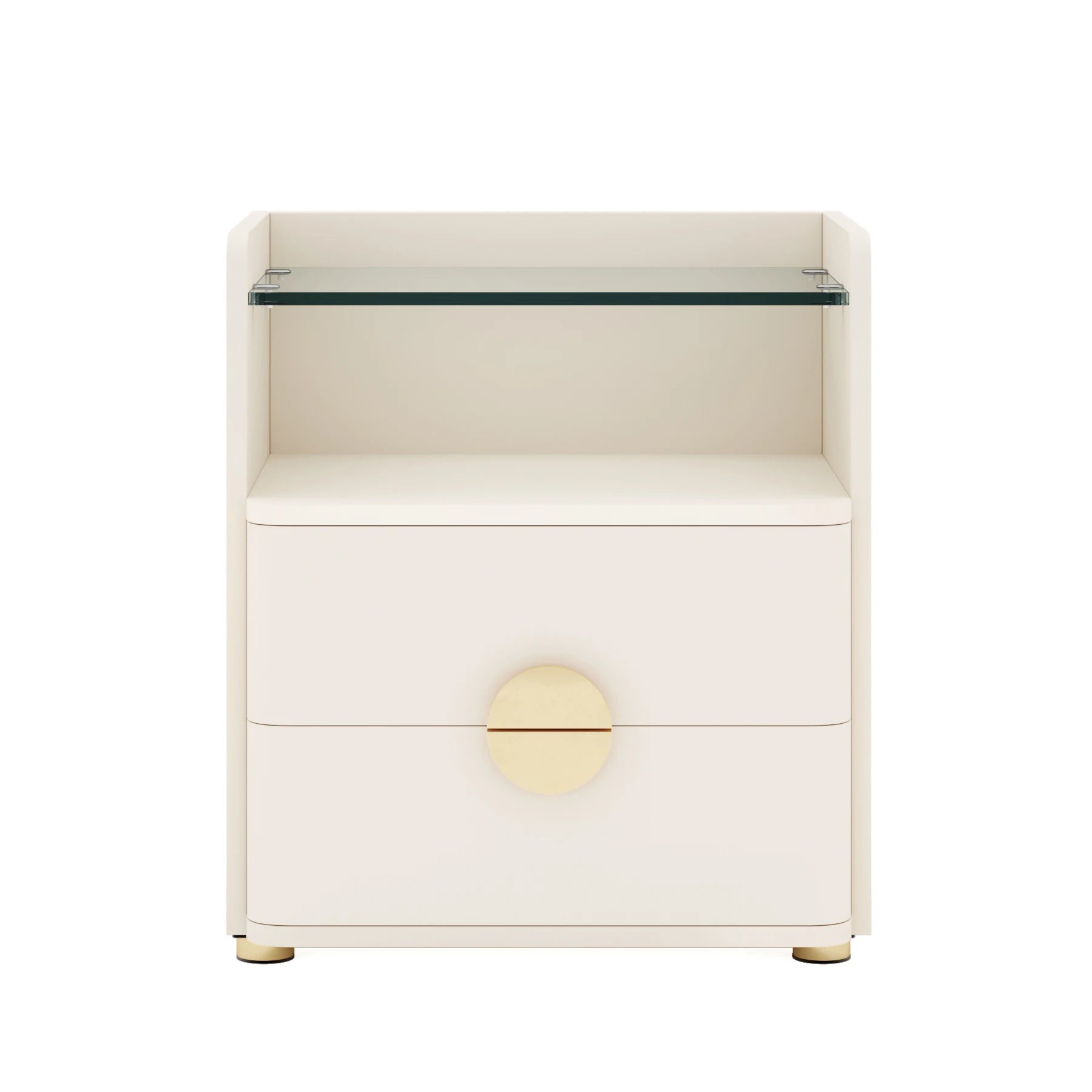 Tribesigns nightstands 2-drawer modern night stand with open storage space wood bed side table tempered glasses end