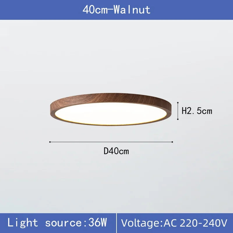 0.9 inch ultrathin led ceiling light creative walnut wood grain decorative lighting living room bedroom indoor home