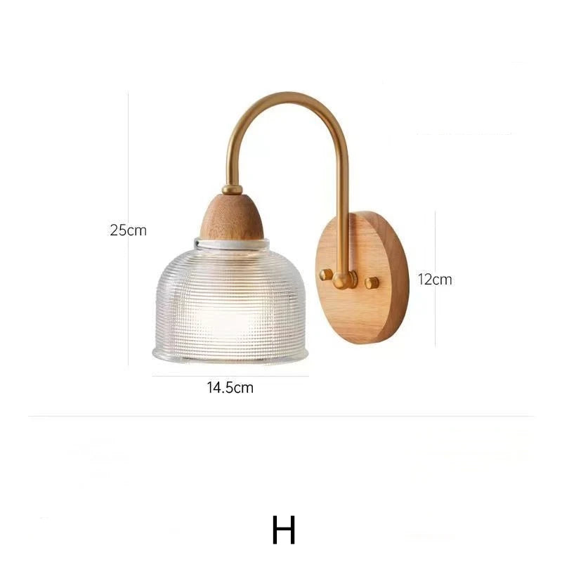 Modern indoor wall light lamp suitable for bedroom bedside living room home decor fixture wooden vintage led lamps - g