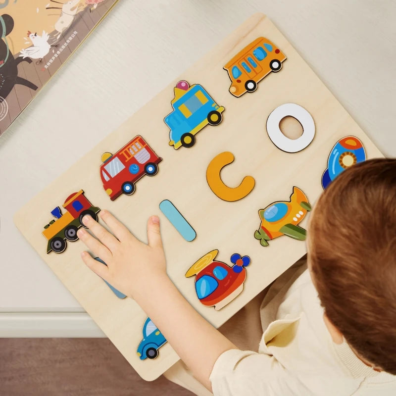 Montessori personalised wooden puzzle custom baby name jigsaw board toddlers educational shape matching toys customized