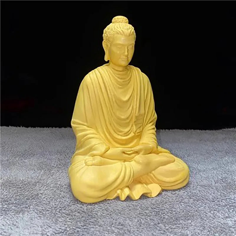 Wooden shakyamuni buddhist figure statue solid wood hand carving chinese buddha home living ornaments feng shui - light