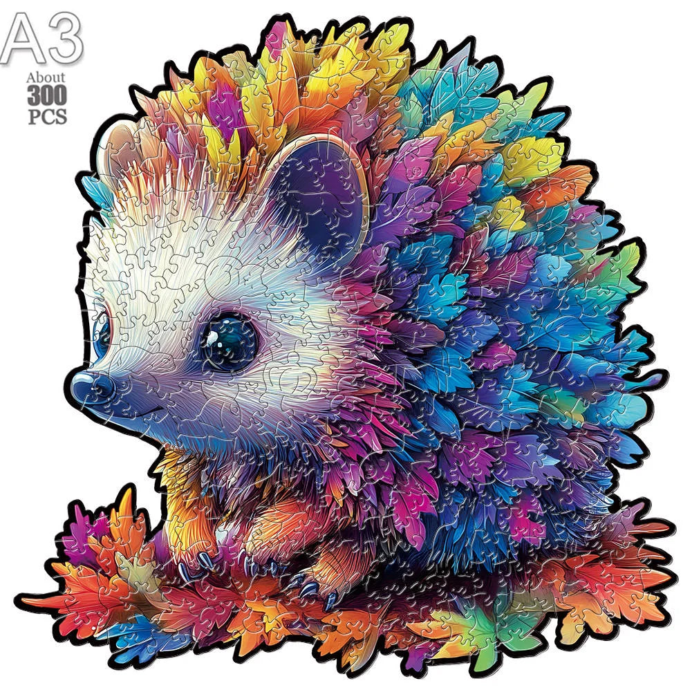 High quality hedgehog jigsaws diy wood jigsaw for kids adult dog wooden animal puzzle brain twister intelligent toys