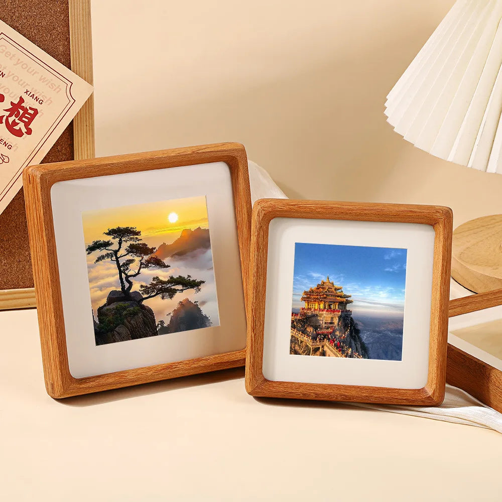 Square teakwood photo frame high-grade 10x10cm 20x20cm 25x25cm wedding picture stand for pictures home desktop decor