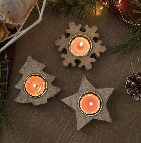 Christmas snowflake wooden candle holder candlestick 2024 tree decorations for home xmas table ornaments new year gift