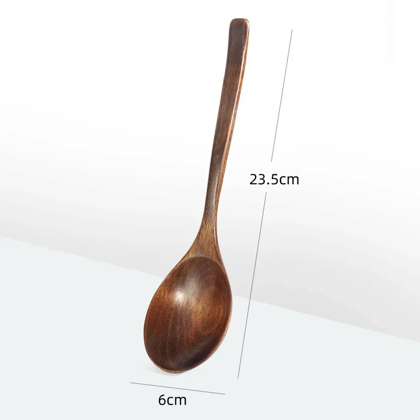 Japanese wooden spoon wood tableware anti-scald tea coffee stirring spoons cooking utensils for kitchen tool soup