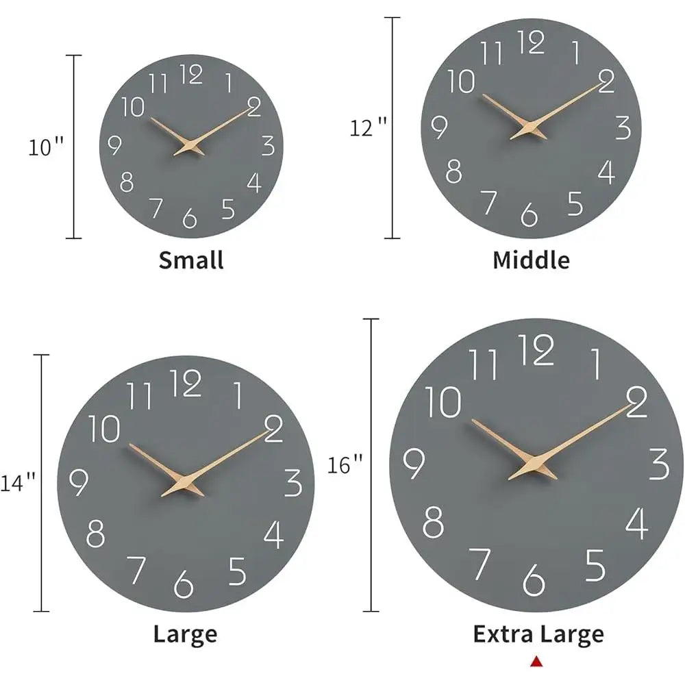 Large silent wall clock 16 inch analog non ticking battery operated decorative round bedroom living room kitchen home