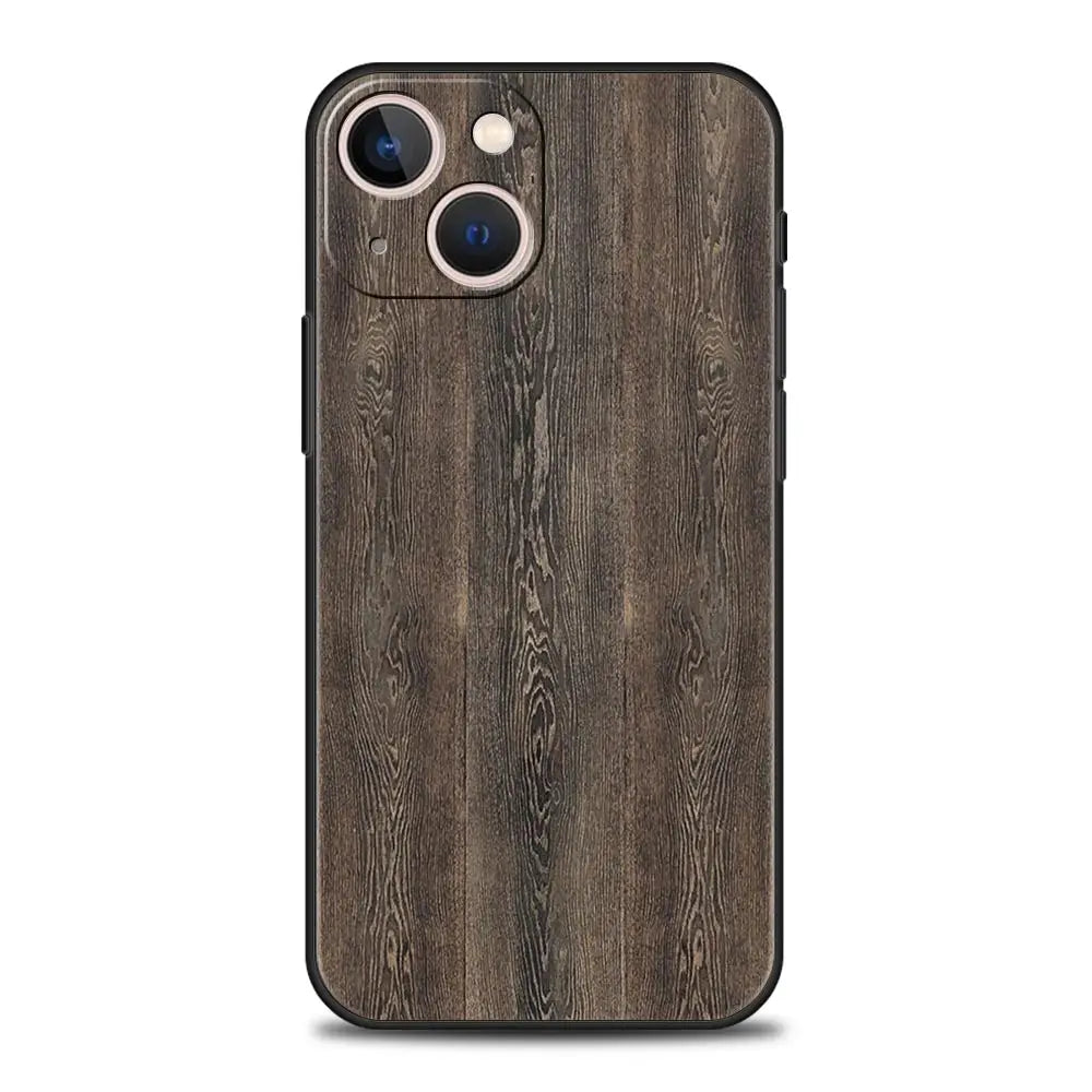 Carved wood phone case for iphone apple 14 13 12 11 pro max mini 7 8 plus xr xs x se 2020 black silicone cover coque