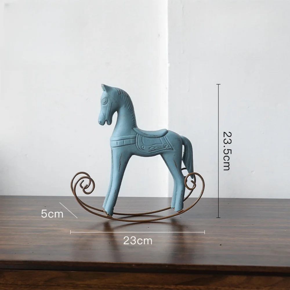 Christmas decorations creative carving wooden rocking horse retro shaking sculpture home table decor ornaments prop