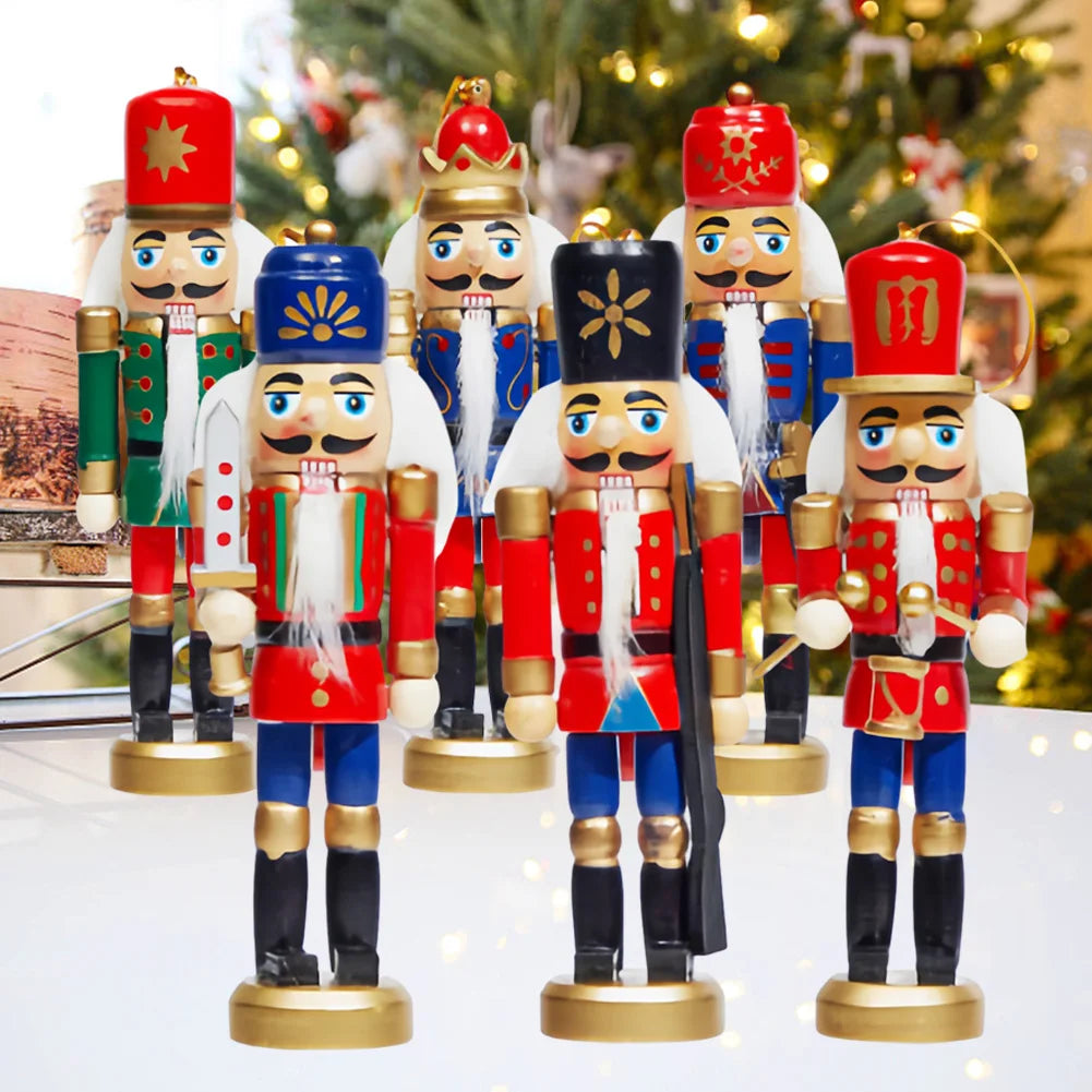 6 pcs puppet soldier christmas nutcracker ornament wooden party decor for xmas gift