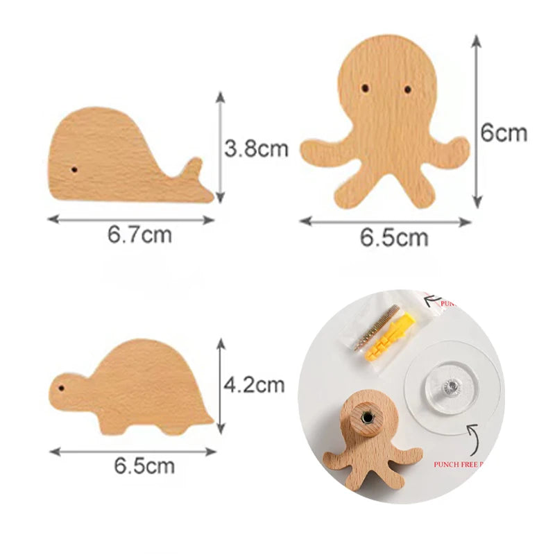 3pcs wood hooks organization wall holder clothes hanger keychain door hook bathroom kitchen accessories deco for home