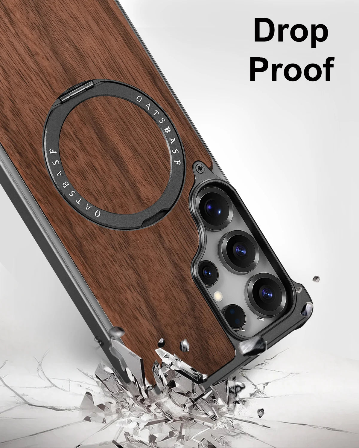 Eary premium wood phone case for samsung galaxy s25 s24 ultra with magsafe 360° rotation ring stand frameless
