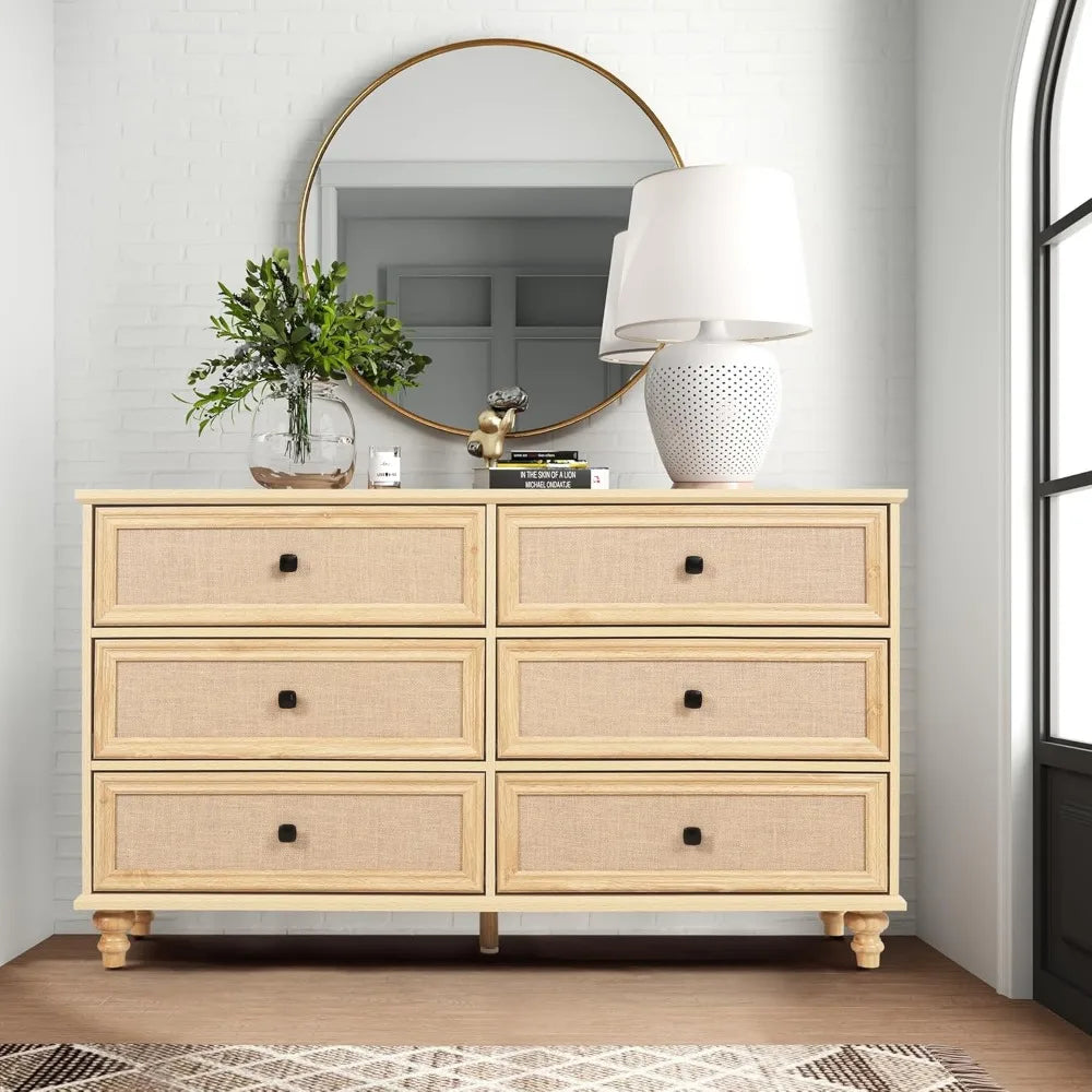 6 drawer dresser for bedroom mid century modern wide wood rustic chest of drawers wooden storage organizer dressers