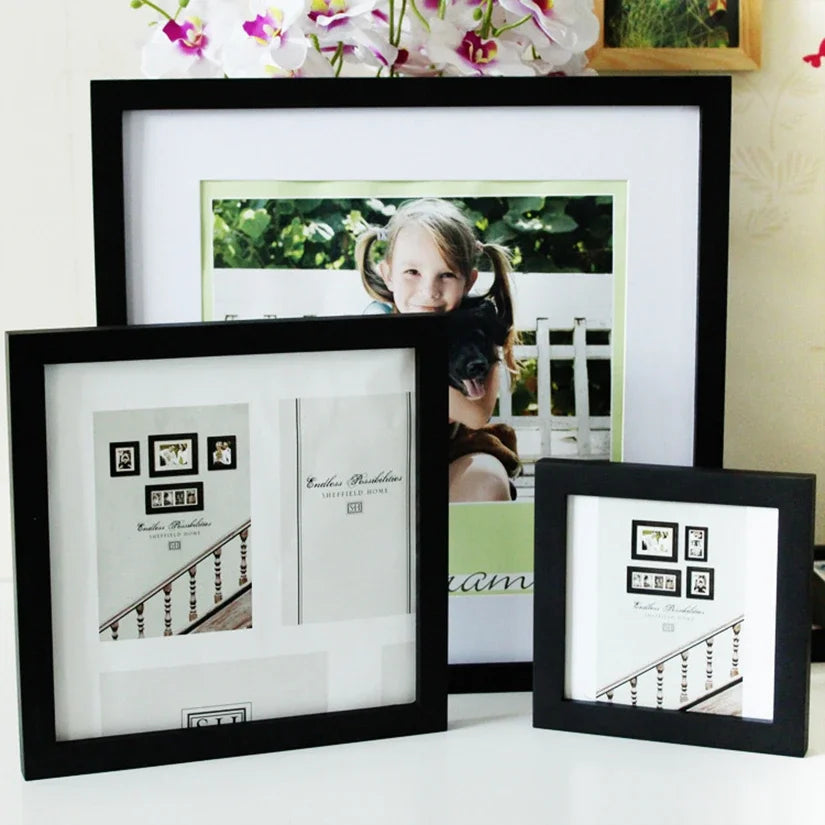 Wooden nature square picture frame,plexiglass include poster photo frames for wall hanging frame 30x30 35x35cm